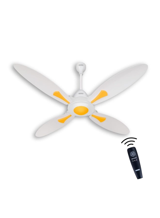 أوشا USHA New Bloom Series Dahlia (Inspired by Dahlia) 4-Blade BLDC Ceiling Fan with Bi-Directional Feature | Sleep/Boost/Timer Modes | RF Remote | Dust-Resistant | Whisper-Quiet (White & Saffron Yellow) - Image 2